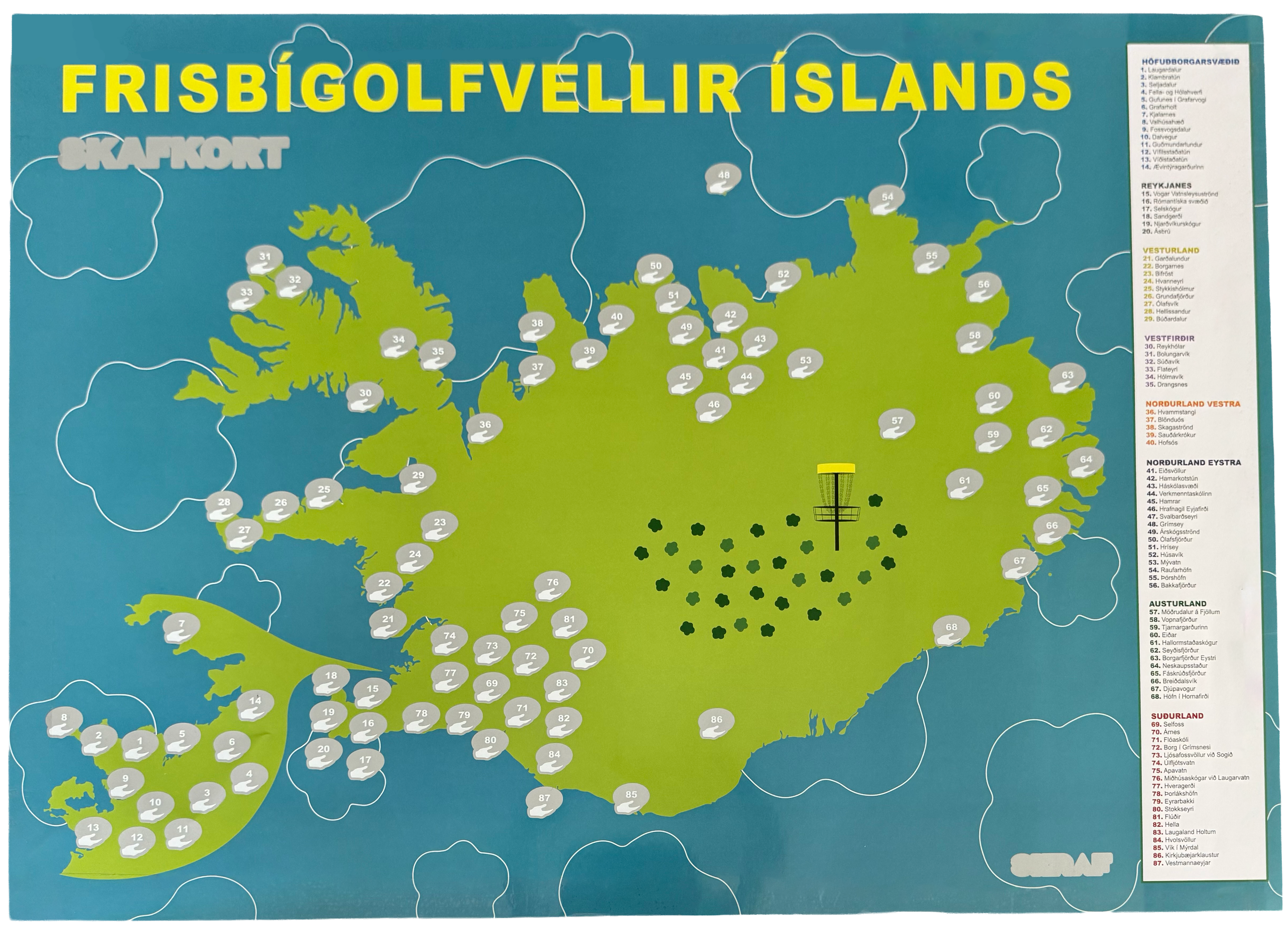Frisbígolfvellir Íslands